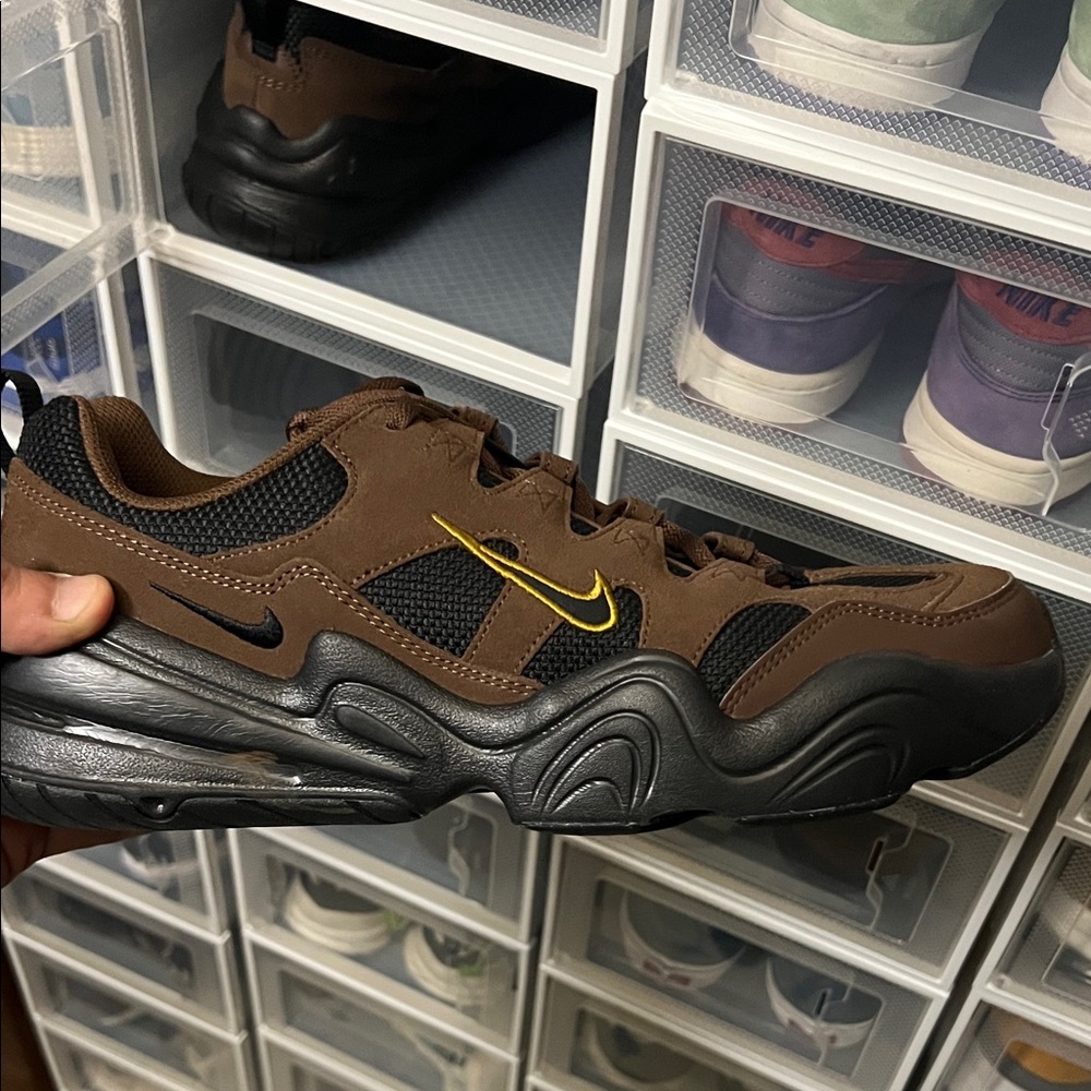 Nike Brown and Black Sneakers with Yellow Accents